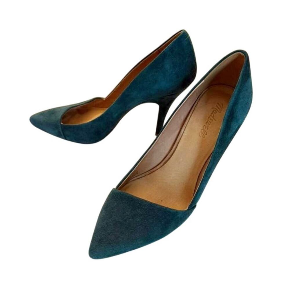 Madewell The Mira‎ Suede Point Toe 4" Heels in Green Size 10